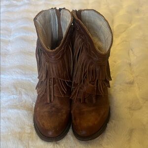 Freebird Tan Leather Boots with Fringe. RARE!!